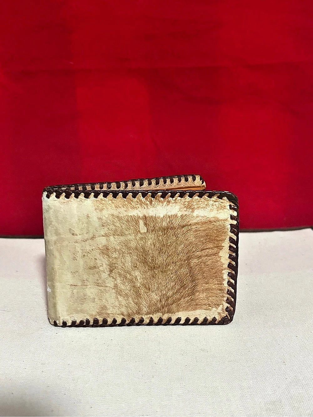 Vintage Men's Genuine Leather Hair-On Hide Western Bifold Wallet Cowboy Style